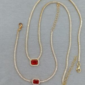 ruby shine 925 gümüş bileklik & kolye set