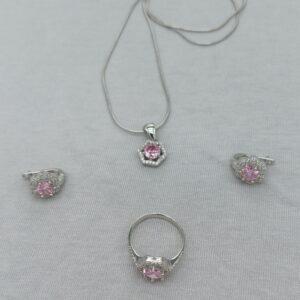 pink elegance 3'lü 925 gümüş set